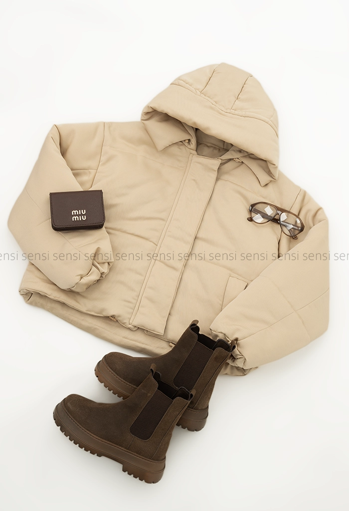 کاپشن کوتاه کتان کج راه کد1004770